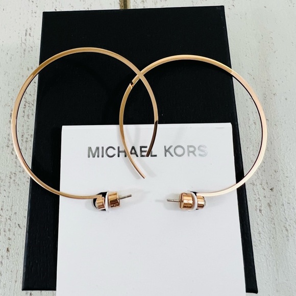 Michael Kors Rose Gold Stud Hoops Earrings - Picture 6 of 9